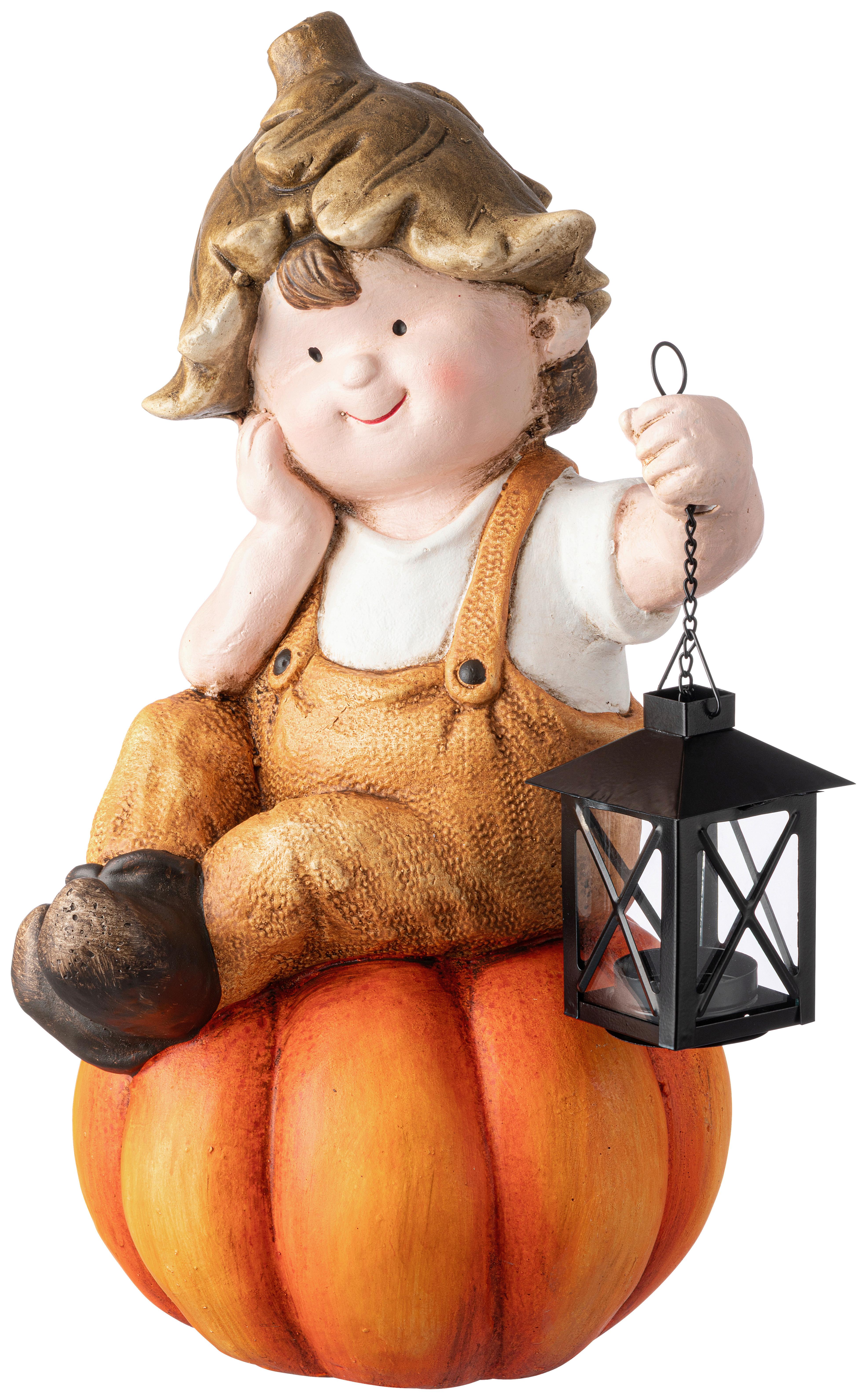 DEKOFIGUR KIND Fabian - Creme/Braun, KONVENTIONELL, Stein/Metall (24,5/22,5/41,5cm) - Luca Bessoni