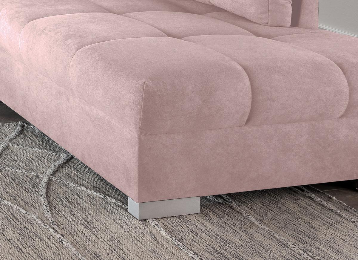 Eckschlafsofa Alvito Rosa S: 298/202 cm - Silberfarben/Rosa, Design, Textil (298/202cm) - MID.YOU