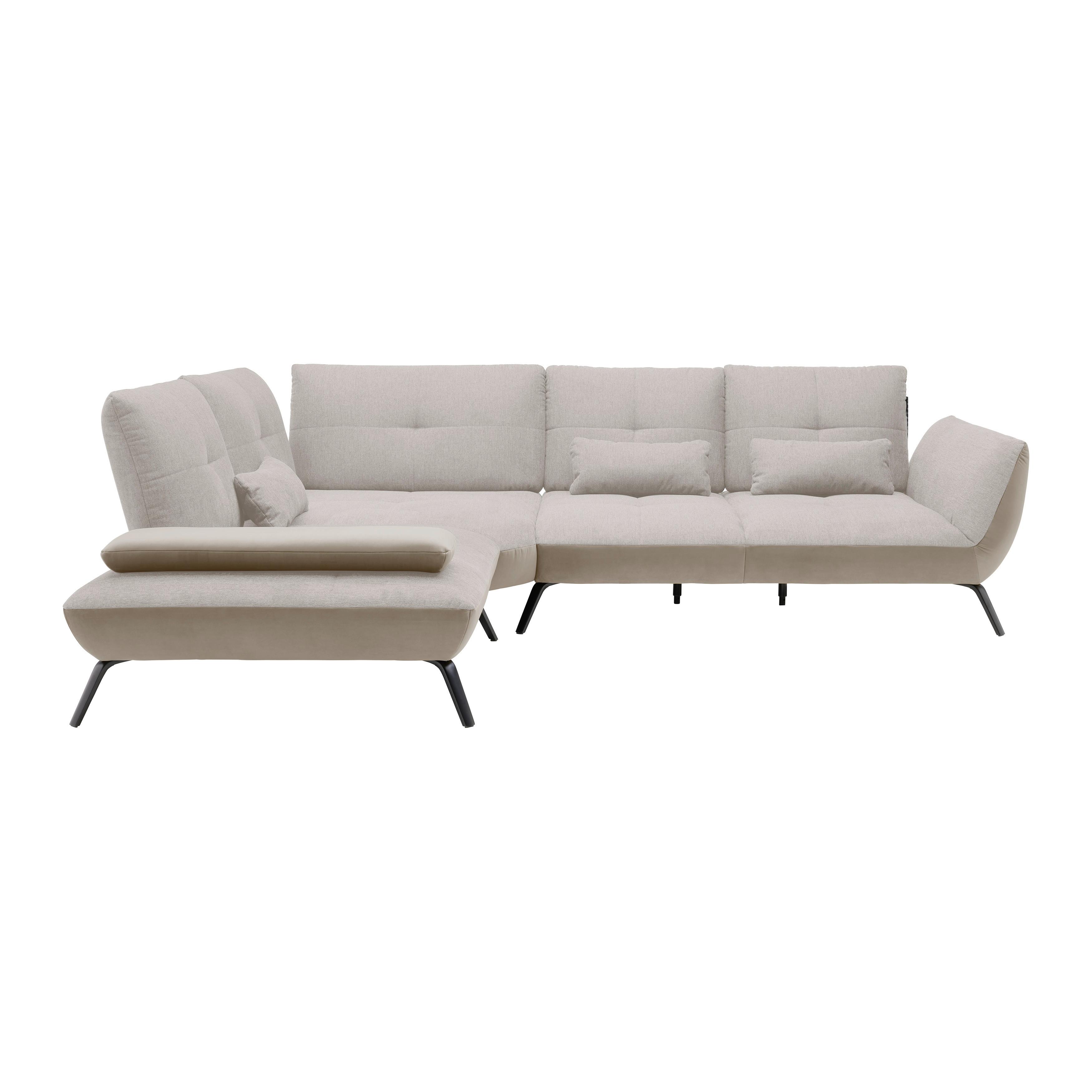 Rohová sedačka TRENDY, levá, písková / béžová - černá/pískové barvy, Moderní, kov/kompozitní dřevo (250/93/310cm) - Premium Living