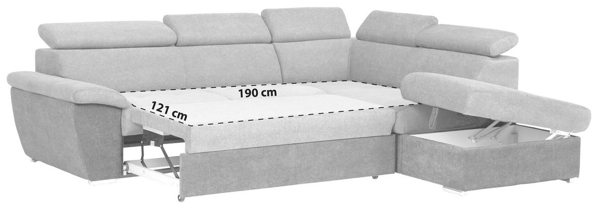 Ecksofa Mit Schlaffunktion Antero Und Bettkasten Schwarz - Chromfarben/Schwarz, Design, Textil (262/216cm) - Livetastic