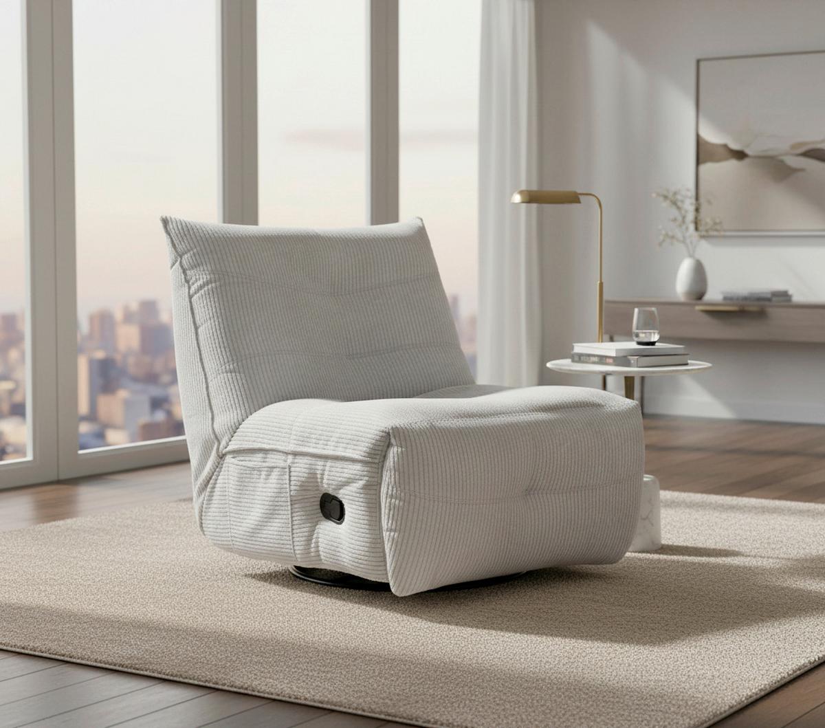 Relaxační kŕeslo ALURA, světle šedá barva - černá/světle šedá, Moderní, kov/dřevo (90/92/90cm) - Bessagi Home