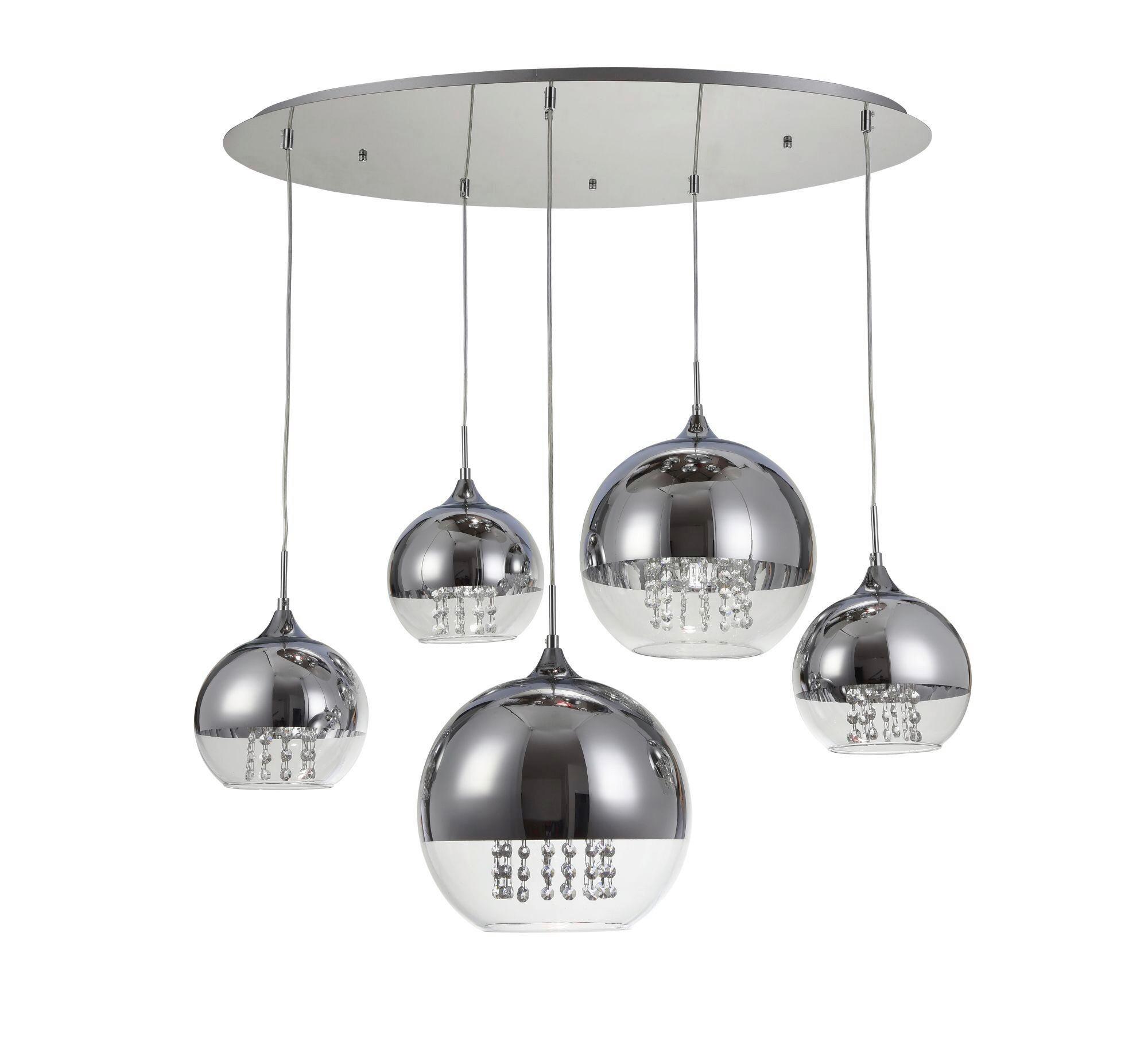 Pendelleuchte Fermi - Transparent/Nickelfarben, Trend, Glas/Metall (91/65/95cm) - MAYTONI