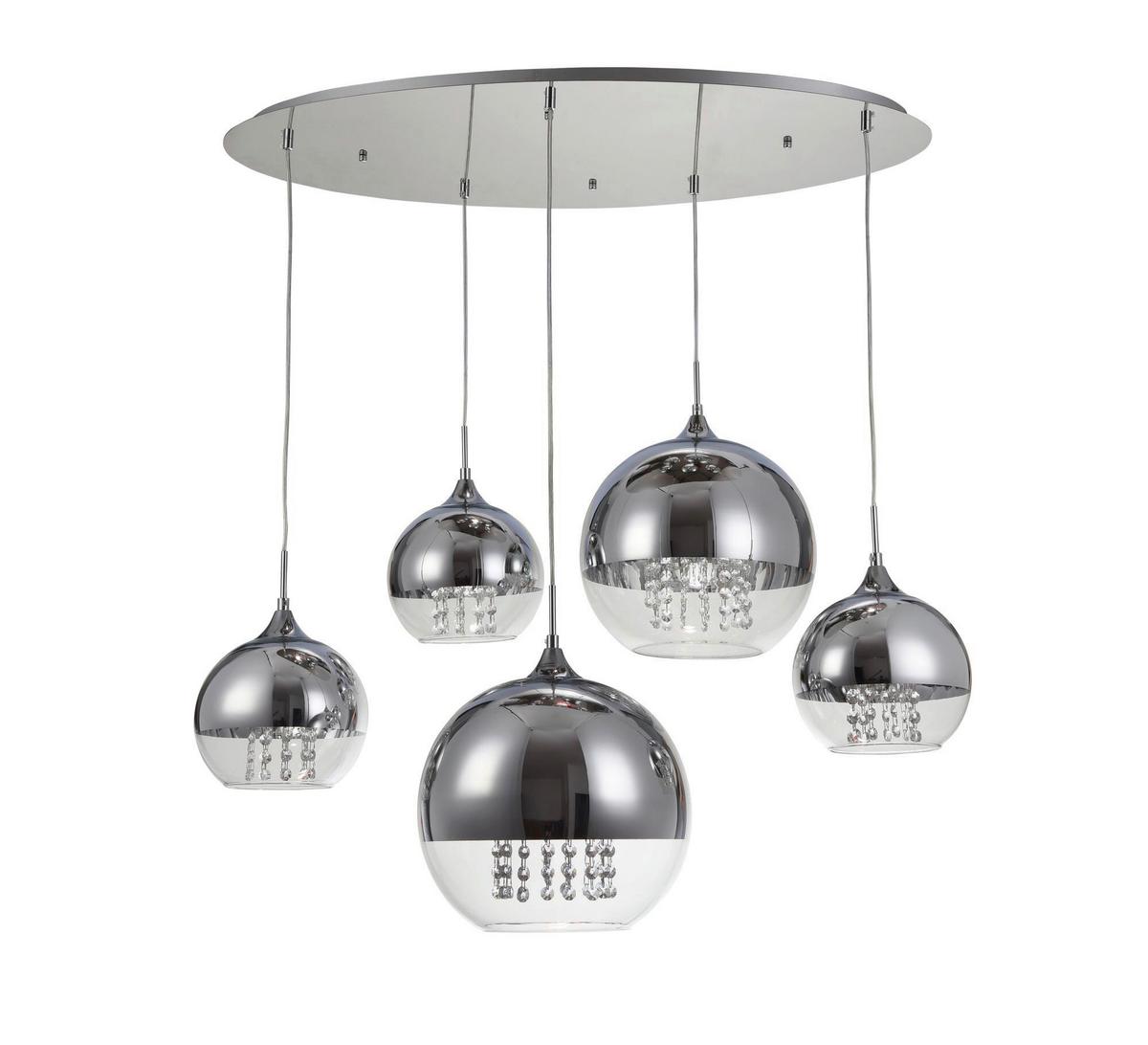 Pendelleuchte Fermi - Transparent/Nickelfarben, Trend, Glas/Metall (91/65/95cm) - MAYTONI