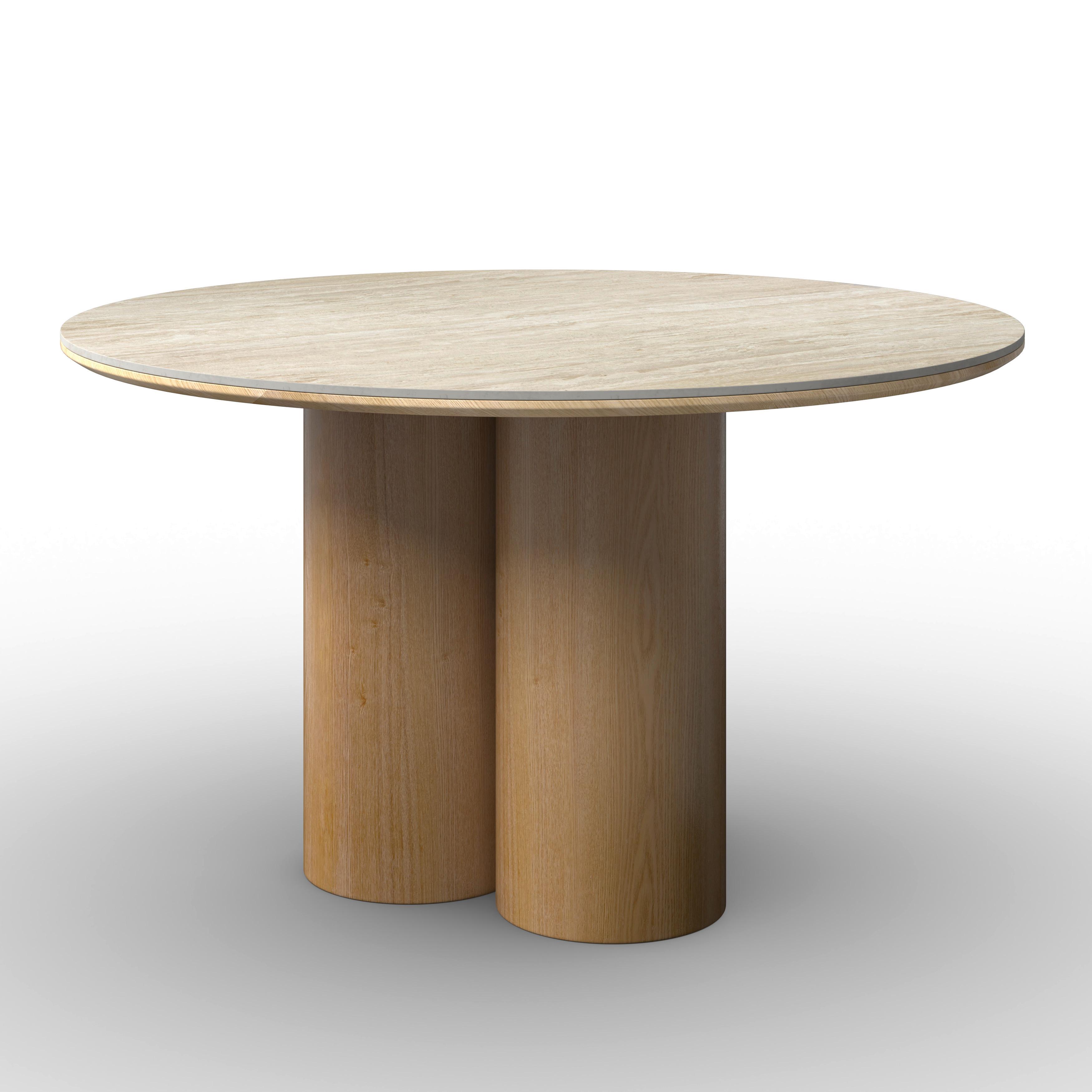 Jedálenský stôl Kiano, P: 130 cm - prírodná farba/krémová, Modern, drevo/kompozitné drevo (130/75cm) - Bessagi Home