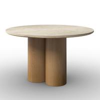 Jedálenský stôl Kiano, P: 130 cm - prírodná farba/krémová, Modern, drevo/kompozitné drevo (130/75cm) - Bessagi Home