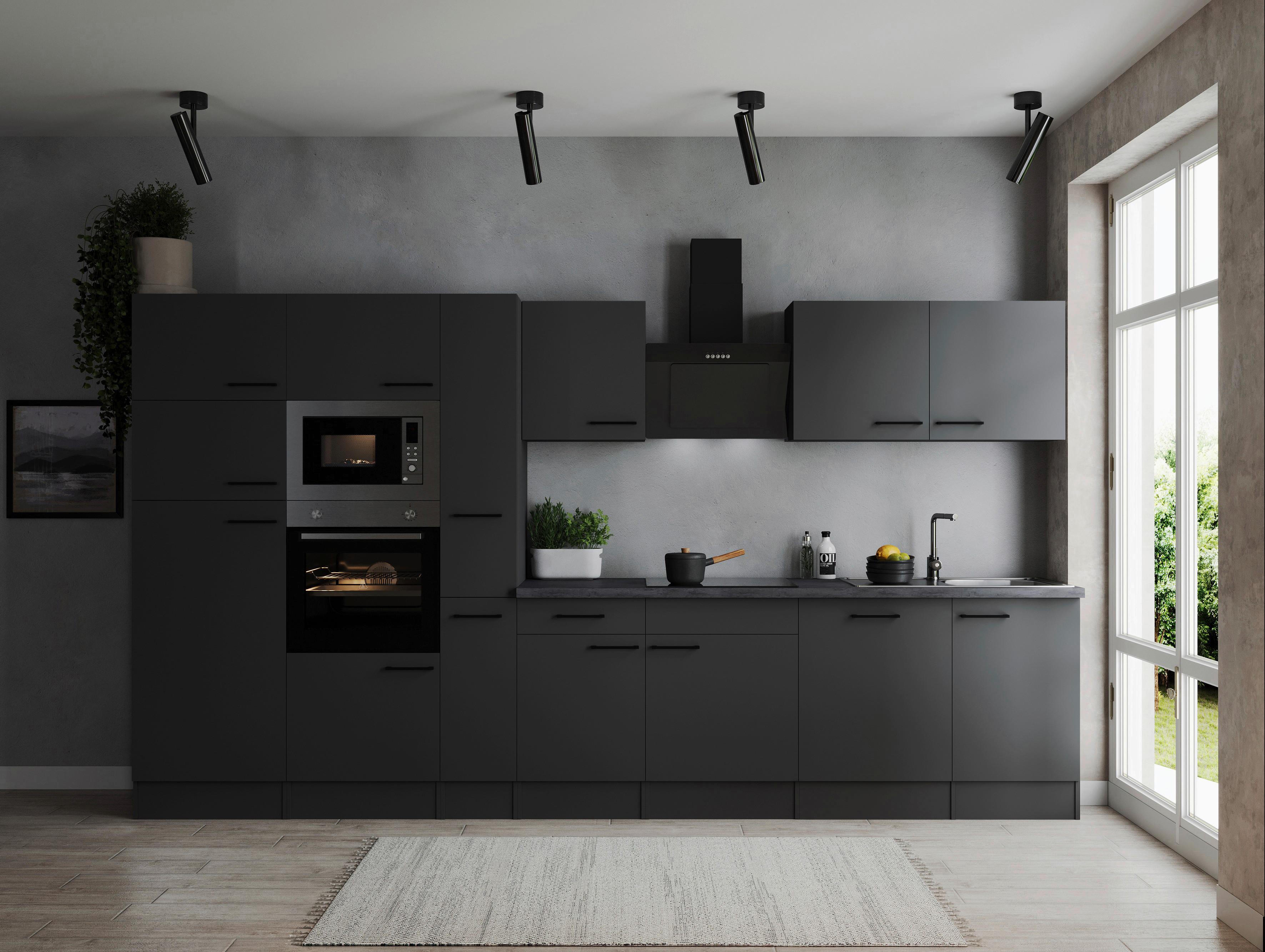 Küchenblock Oliver Dunkelgrau B: 370 Cm - Dunkelgrau/Grau, Design, Holzwerkstoff (370cm) - Respekta