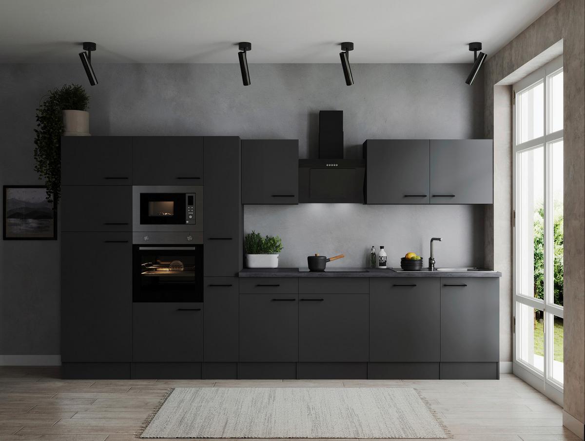 Küchenblock Oliver Dunkelgrau B: 370 Cm - Dunkelgrau/Grau, Design, Holzwerkstoff (370cm) - Respekta
