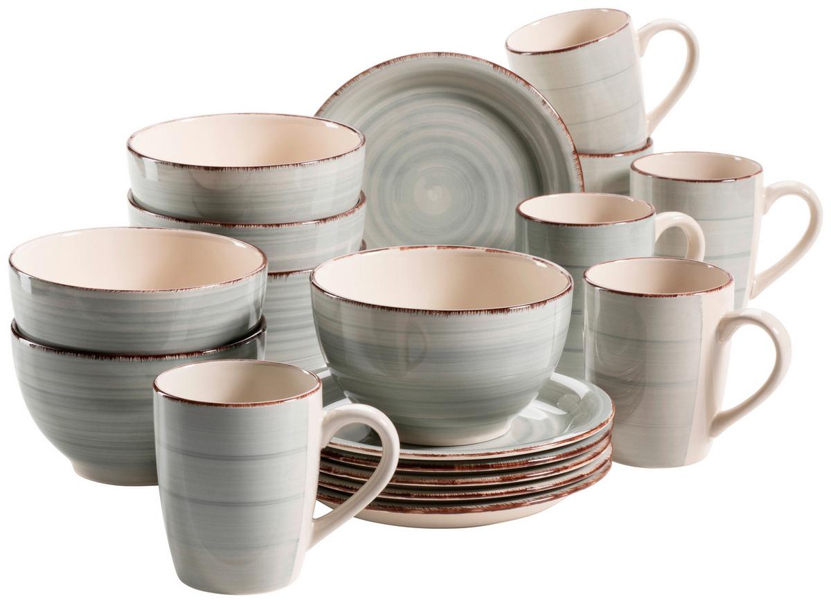 Frühstücksset Lumaca Keramik 6 Personen Geschirr Set Grau - Grau, Basics, Keramik - Mäser