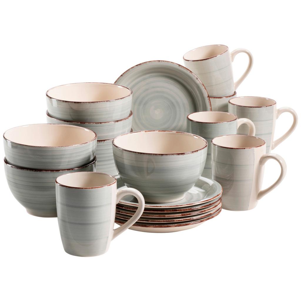 Frühstücksset Lumaca Keramik 6 Personen Geschirr Set Grau