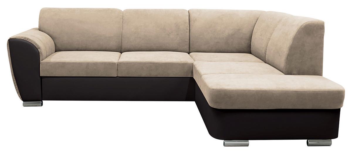 Ecksofa Mit Bettkasten Doris Rücken Echt Braun/beige - Dunkelbraun/Beige, Design, Textil (255/196cm) - MID.YOU