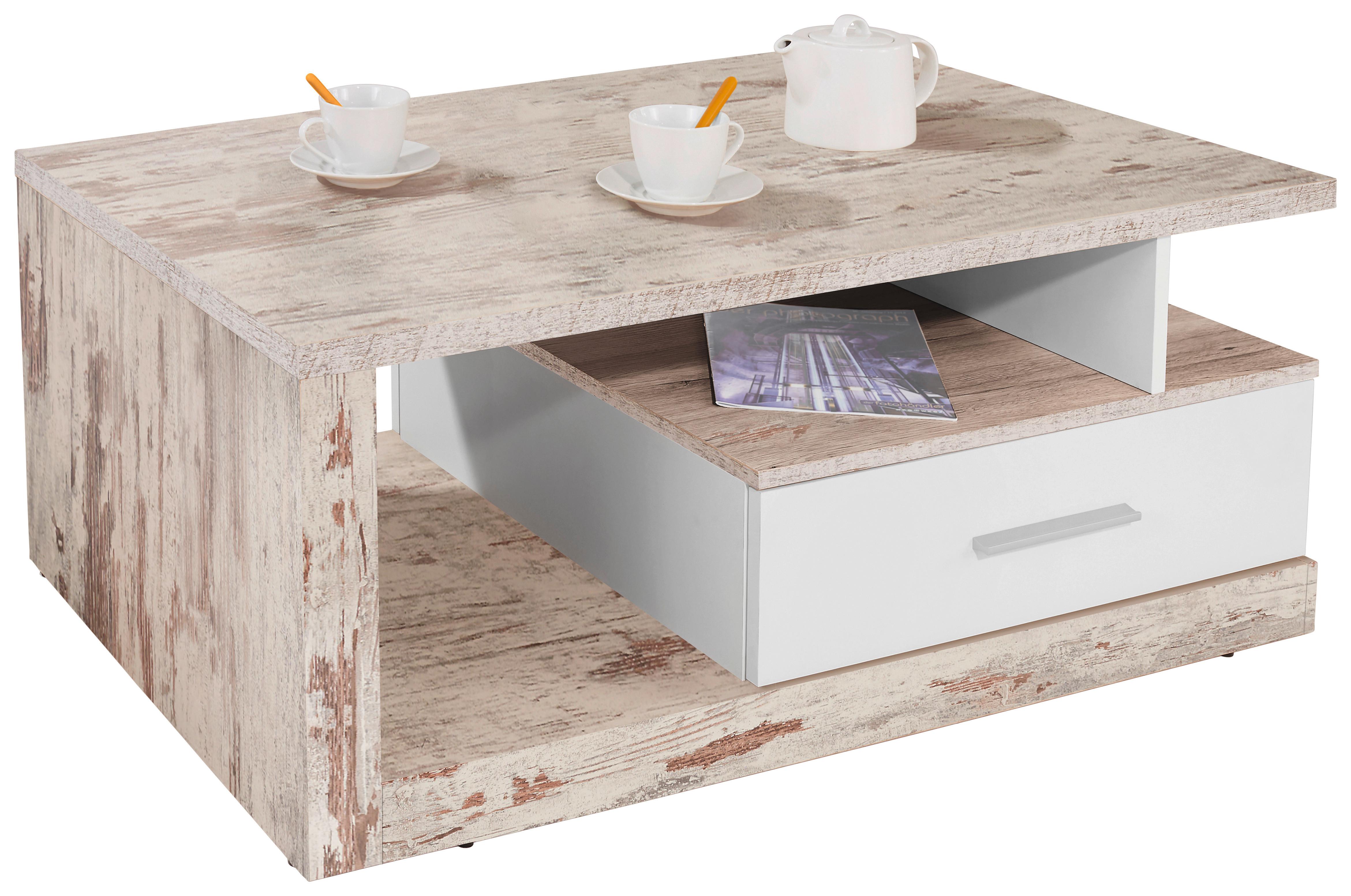 Stauraum-couchtisch Iguan In Fresco Dekor - Hellgrau/Weiß, MODERN (110/45/67cm)
