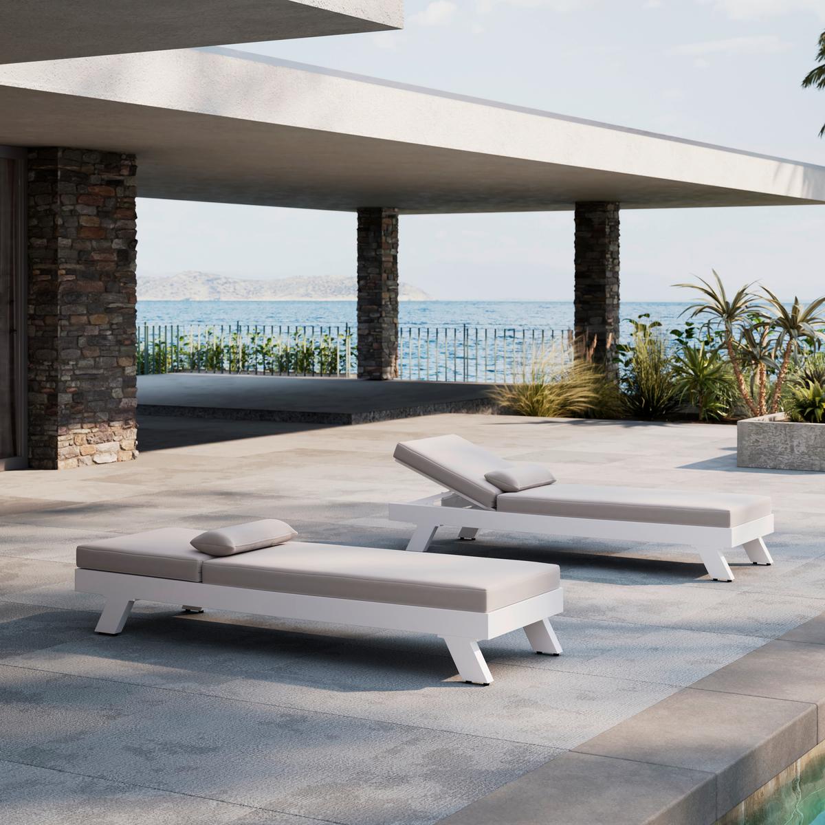 ZAHRADNÍ LEHÁTKO SUSA - světle šedá, Moderní, kov/textil (200/64/40cm) - Bessagi Garden