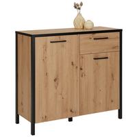 KOMODA KIRIKUS - černá/barvy dubu, Lifestyle, kompozitní dřevo/plast (95/88/40cm) - Mömax