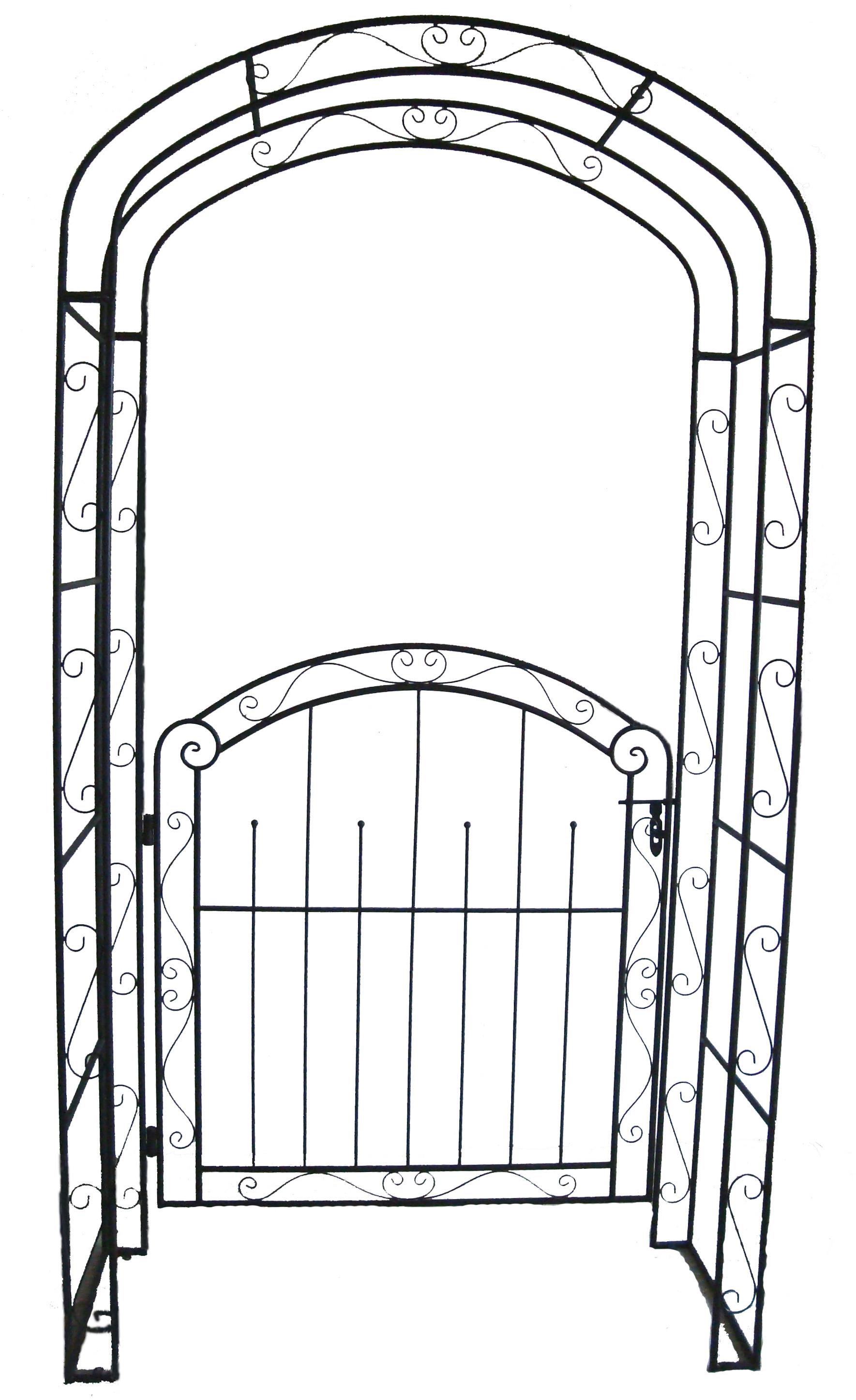 Rosenbogen mit Tür Metall Mayon BxHxT 115x215x43 cm - Rostfarben, MODERN, Metall (115/215/43cm)