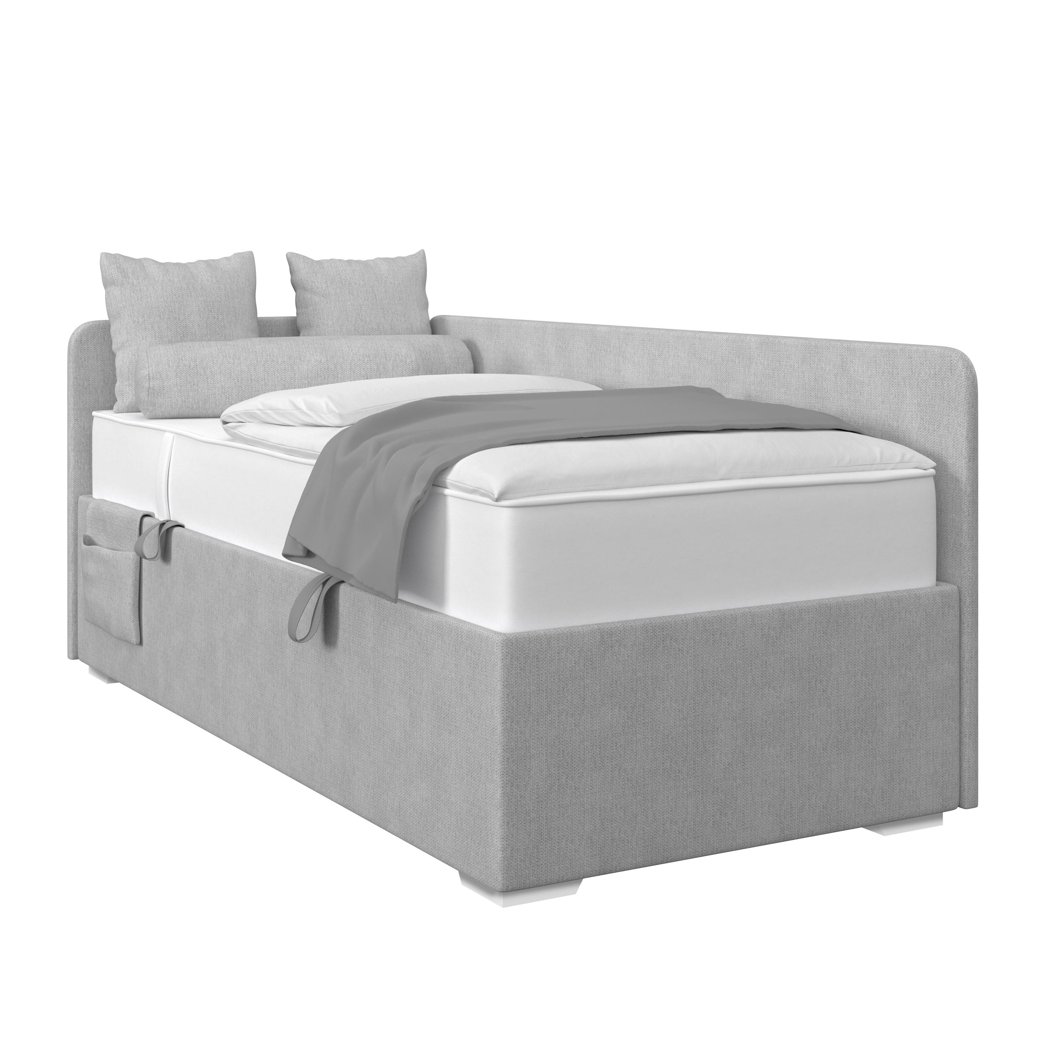 Polsterbett mit Bettkasten 90x200 Remi Grau