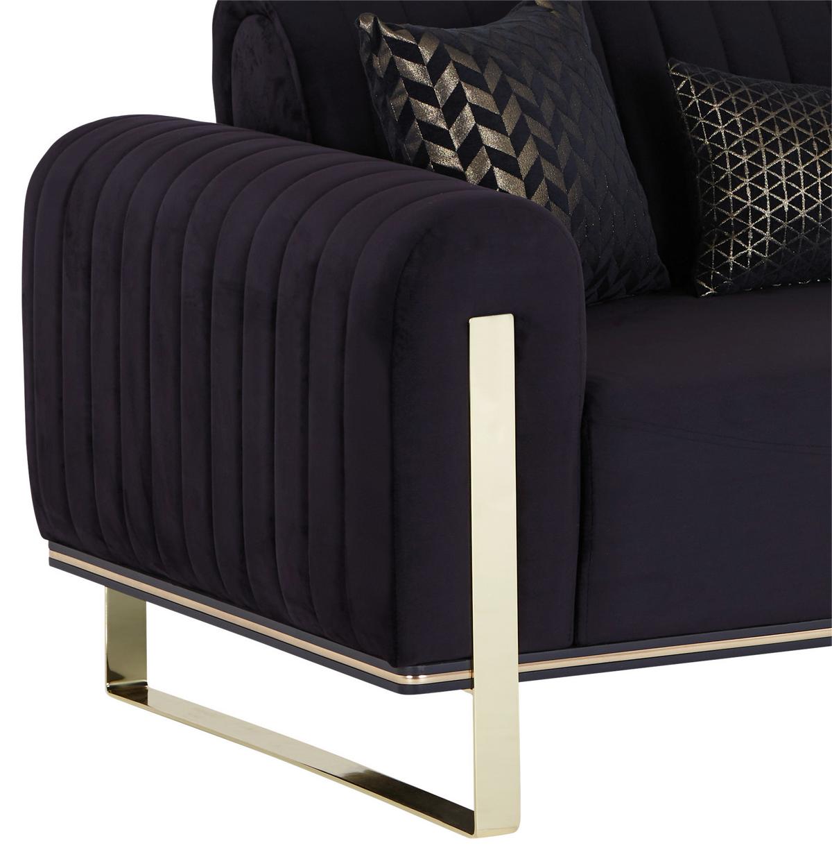 3-Sitzer-Sofa Mit Schlaffunktion Bono Schwarz - Goldfarben/Schwarz, MODERN, Textil (230/83/90cm) - Luca Bessoni