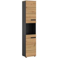 Hochschrank Canu Eiche Artisan Dekor Dunkelgrau - Dunkelgrau/Schwarz, MODERN, Holzwerkstoff (38/193/34cm) - MID.YOU