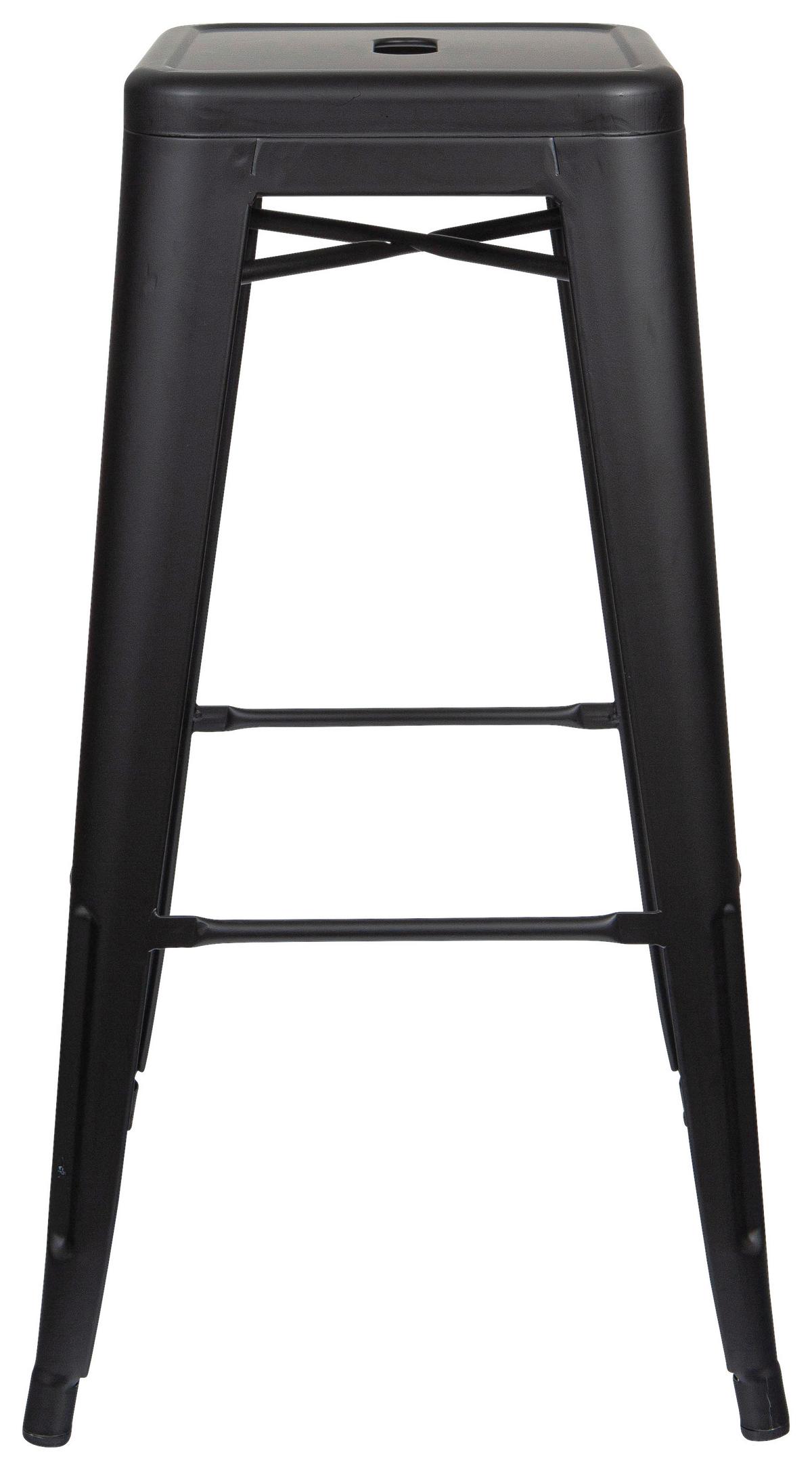 Barhocker Vantaggio High Brush stapelbar Schwarz bis 150 kg - Schwarz, Basics, Metall (44/77/44cm) - MID.YOU
