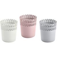 Besteckkorb Jasmina, 3 Farben D/h: Ca. 12/15 Cm - Pink/Hellgrau, Basics, Kunststoff (12/13cm) - Luca Bessoni