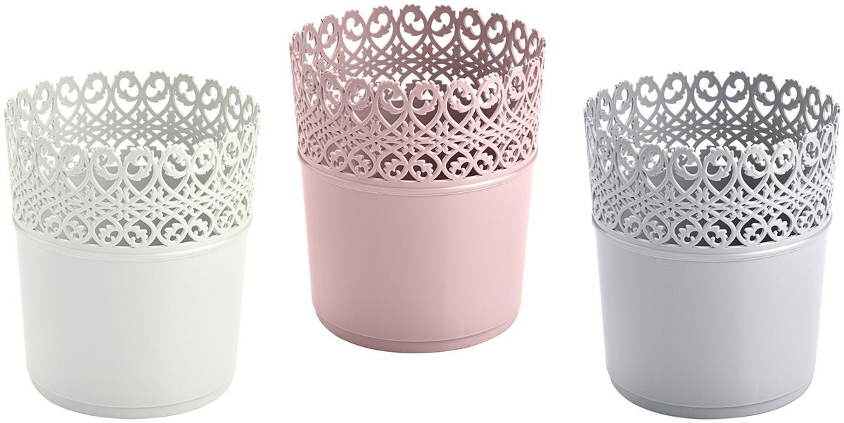 Besteckkorb Jasmina, 3 Farben D/h: Ca. 12/15 Cm - Pink/Hellgrau, Basics, Kunststoff (12/13cm) - Luca Bessoni