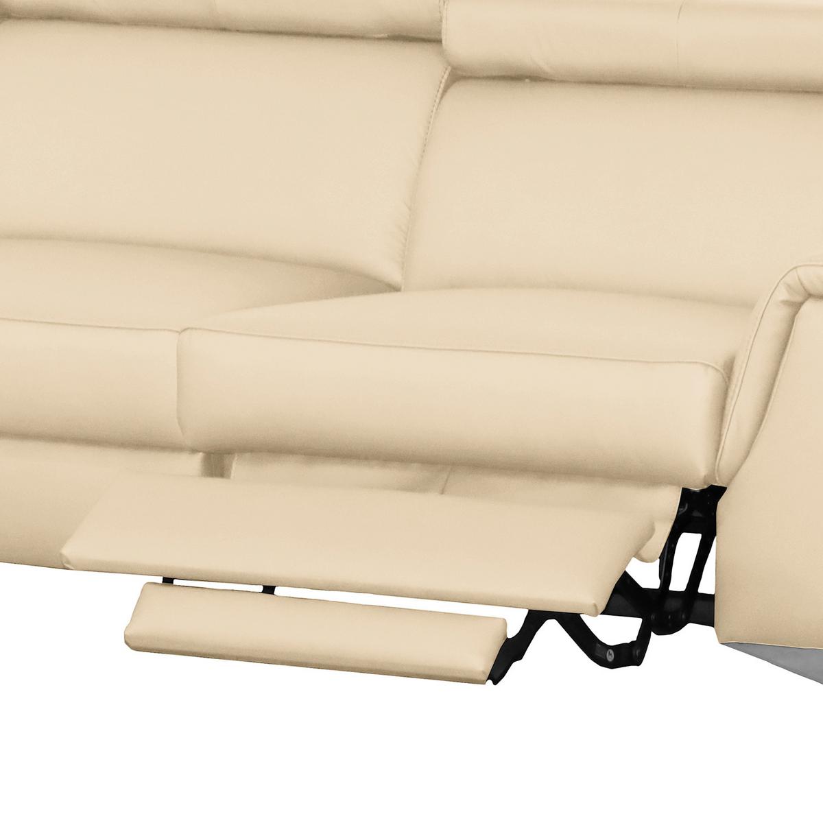 Ecksofa Lince Beige S: 197x257 cm - Chromfarben/Beige, Design, Leder/Textil (197/257cm) - Livetastic