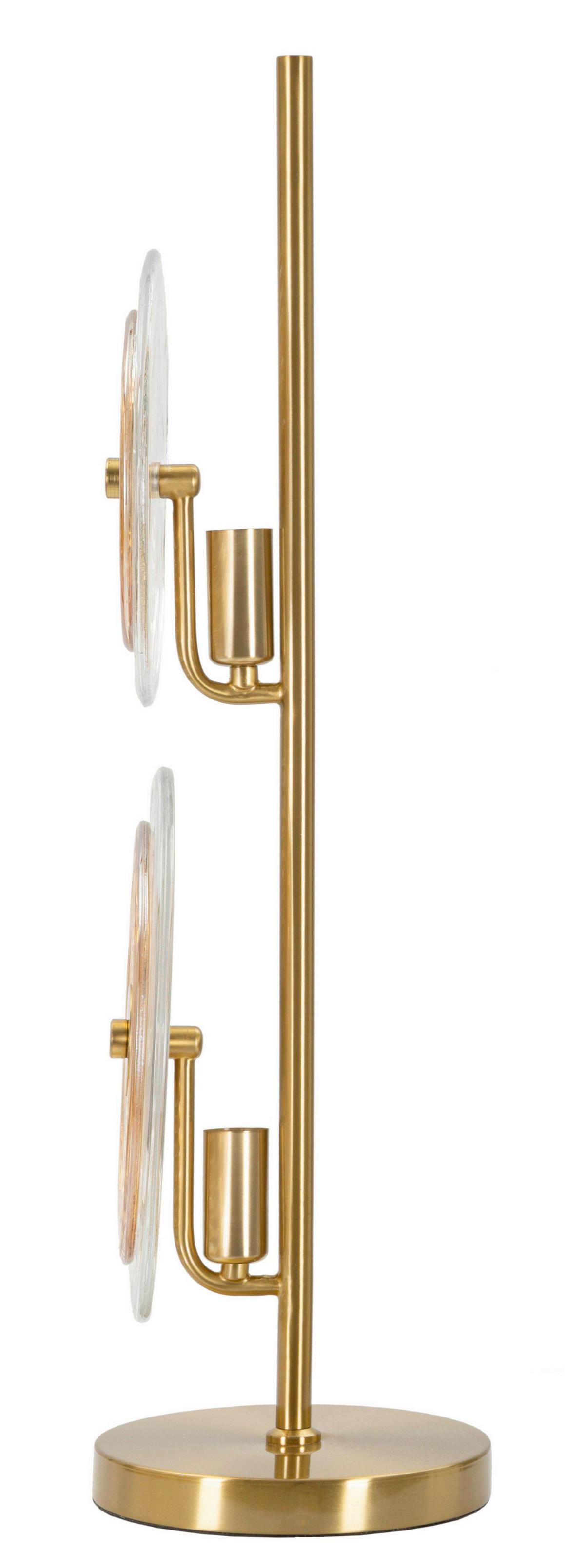 Tischleuchte Venice Braun, Gold-/Naturfarben B: 25 cm - Goldfarben/Braun, Basics, Glas/Metall (25/63/25cm)