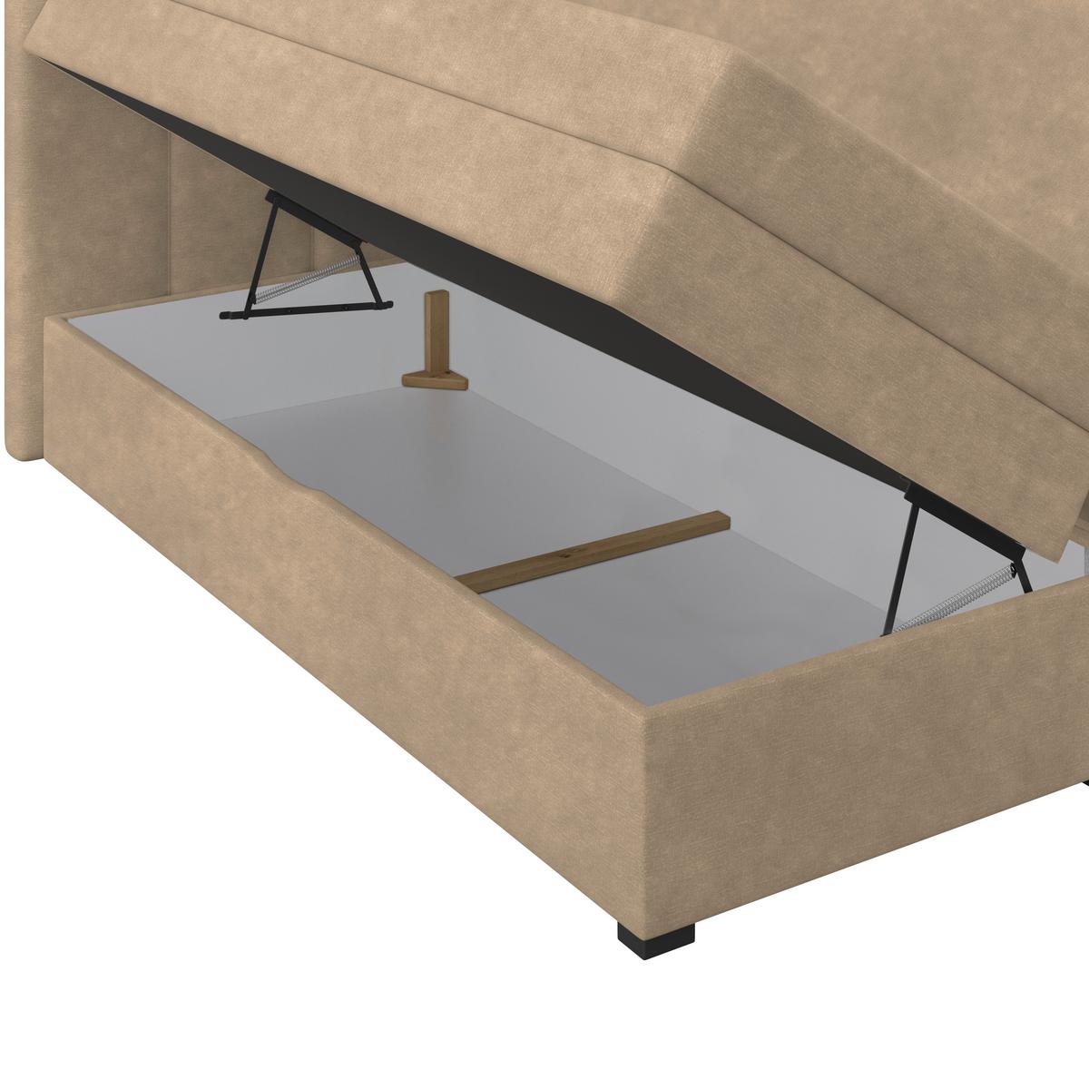 Boxspringbett Mit Topper & Bettkasten 200x200 Lauro - Schwarz/Braun, Trend, Textil (200/200cm)