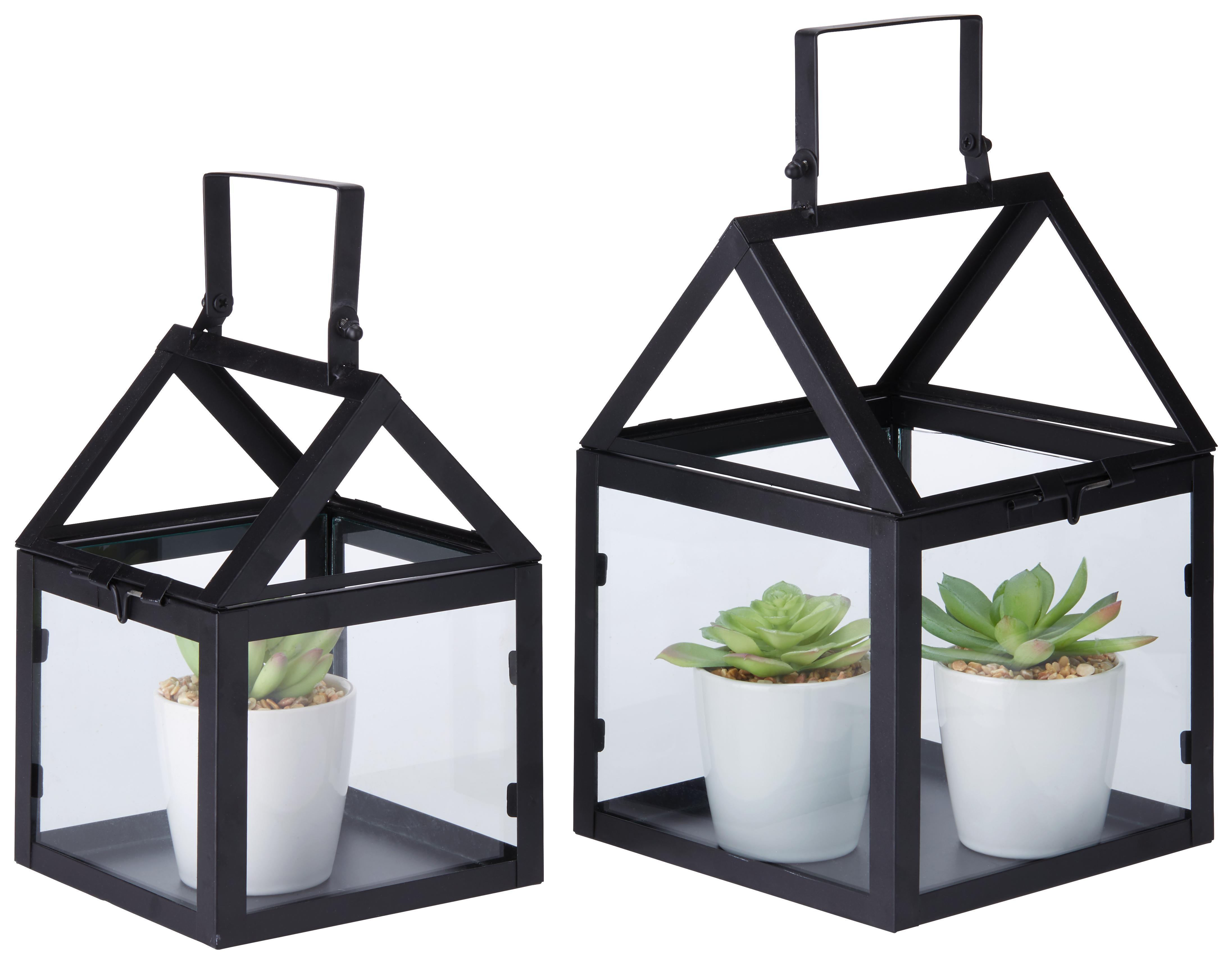 Skleník Clara - černá, kov/sklo (18,5/17,5/27cm) - Mömax modern living