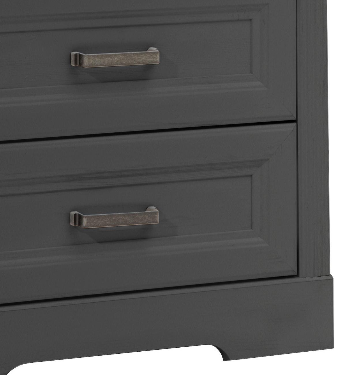 Nachkästchen Graphit/eiche H: 54 Cm Jasmin Ii - Schwarz/Graphitfarben, LIFESTYLE, Holzwerkstoff (64kg)