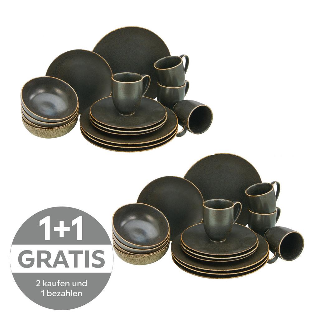 Kombiservice Rusty Keramik 4 Personen Geschirr Set