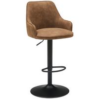 Barhocker Höhenverstellbar Mit Lehne Weda Webstoff Braun - Schwarz/Braun, KONVENTIONELL, Textil/Metall (50/90-111/51cm) - MID.YOU