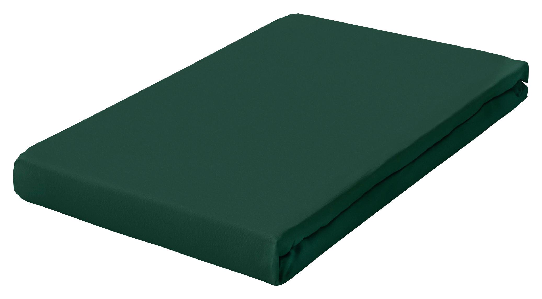 Spannleintuch Dunkelgrün 160x200 cm Frottee - Dunkelgrün, Basics, Textil (160/200cm) - Schlafgut
