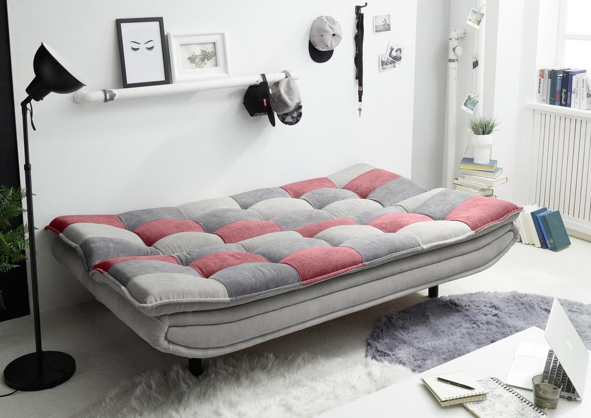 Schlafsofa Mit Bettkasten Patch, Mischgewebe - Schlammfarben/Beere, Basics, Holzwerkstoff/Textil (188/90/89cm) - MID.YOU