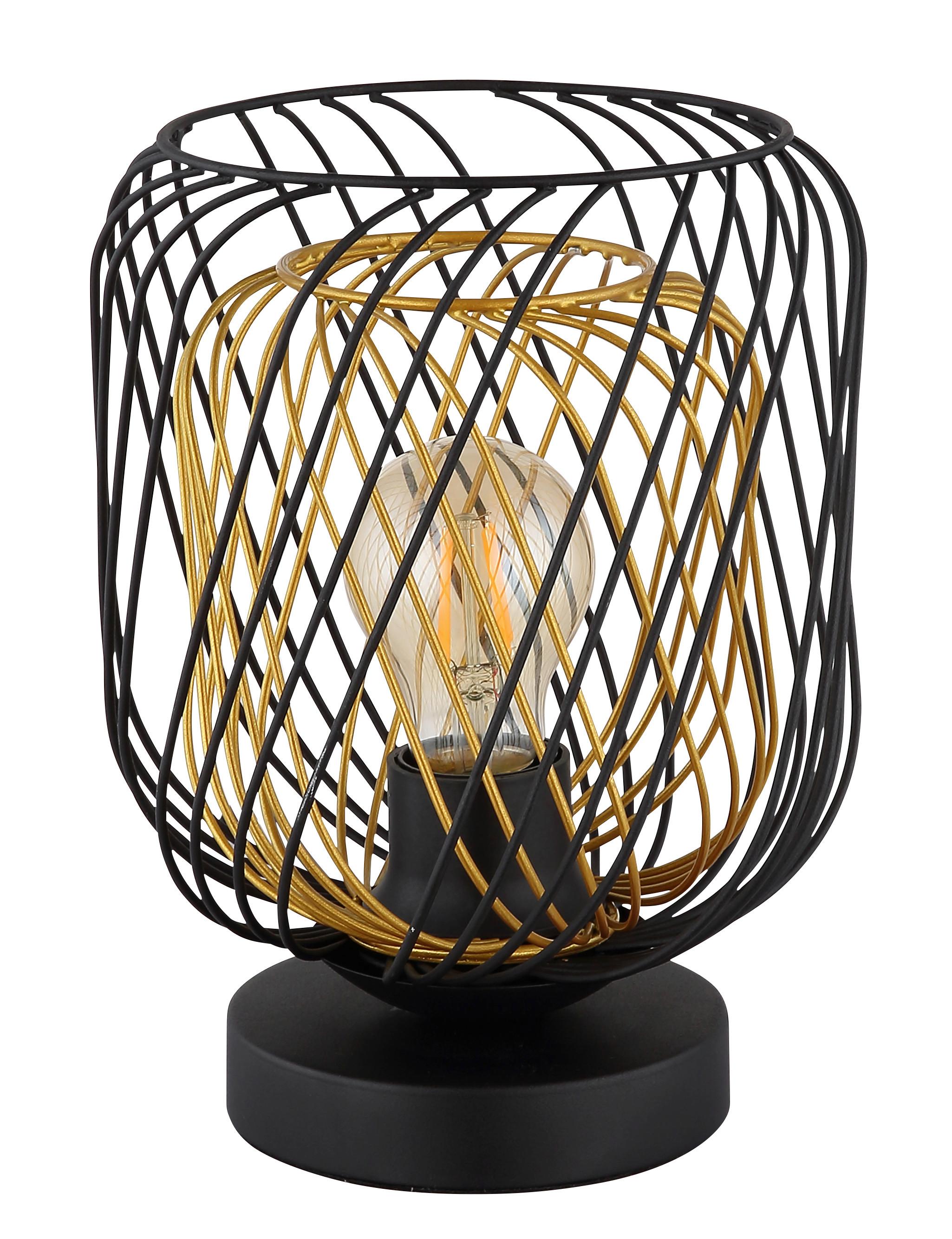 Tischleuchte Dichti Schwarz Goldfarben D: 18 Cm - Goldfarben/Schwarz, Basics, Kunststoff/Metall (18/24,5cm) - Globo