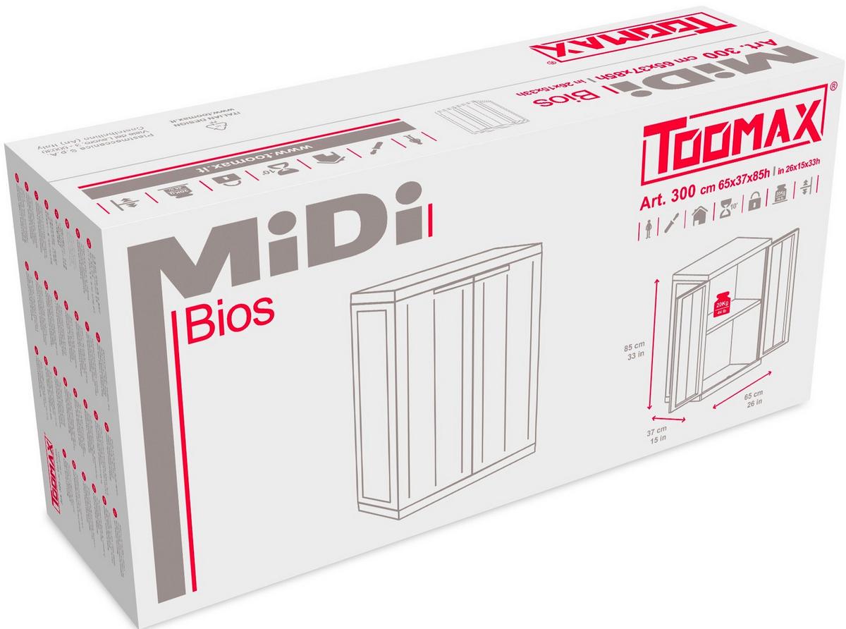 Werkzeugschrank Bio Midi Klein 65x85x37 cm versperrbar - Hellgrau/Schwarz, Basics, Kunststoff (65/85/37cm)