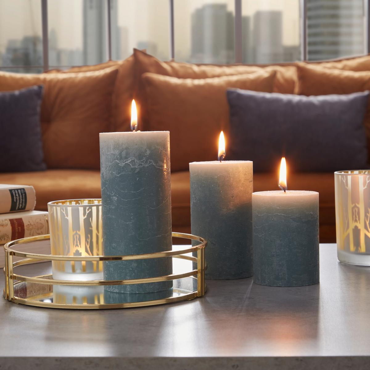 Stumpenkerze Saphira Grün, D/H: 6,8/9 cm - Grün, Basics (6,8/9cm) - Ondega