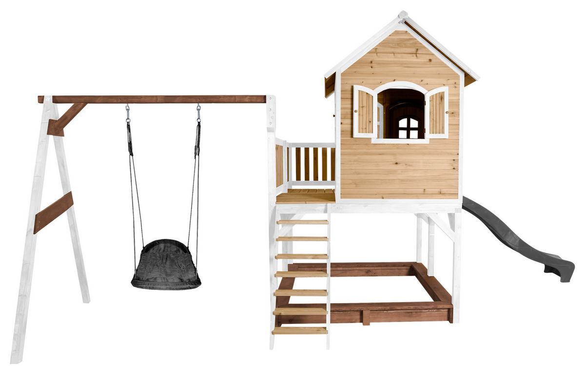 Spielturm A030.158.81 - Braun/Weiß, KONVENTIONELL, Holz (613/291/277cm) - Ambia Garden