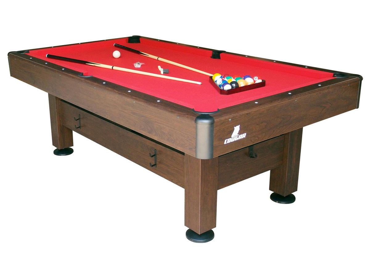 Billardtisch Saphir L: 125 cm Braun/Rot verstellbare Füße - Rot/Braun, Basics, Holz/Kunststoff (125/79/225cm) - Ambia Garden