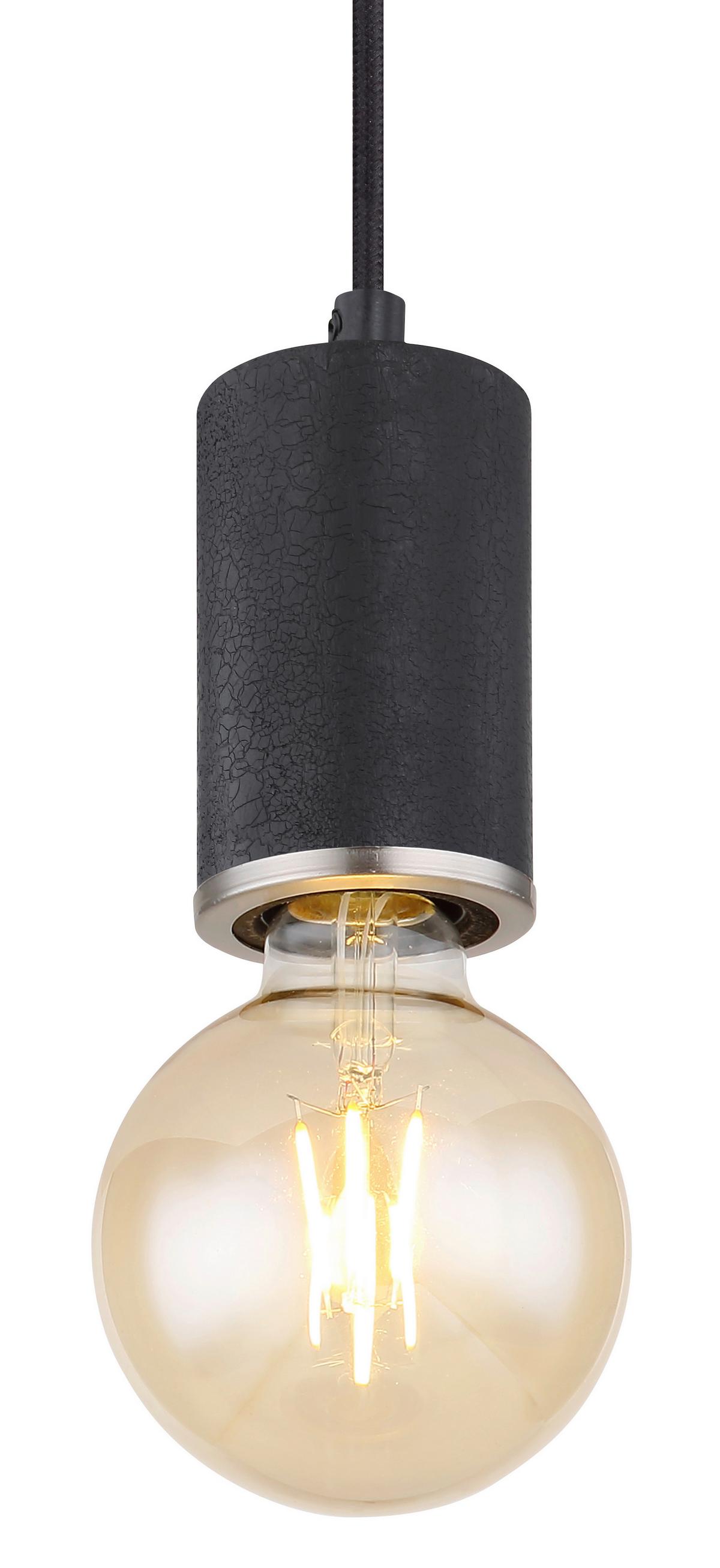 Hängeleuchte H: 160 Cm 1-Flammig, Holz/ Metall - Schwarz, Basics, Holz/Metall (12/160cm) - Globo