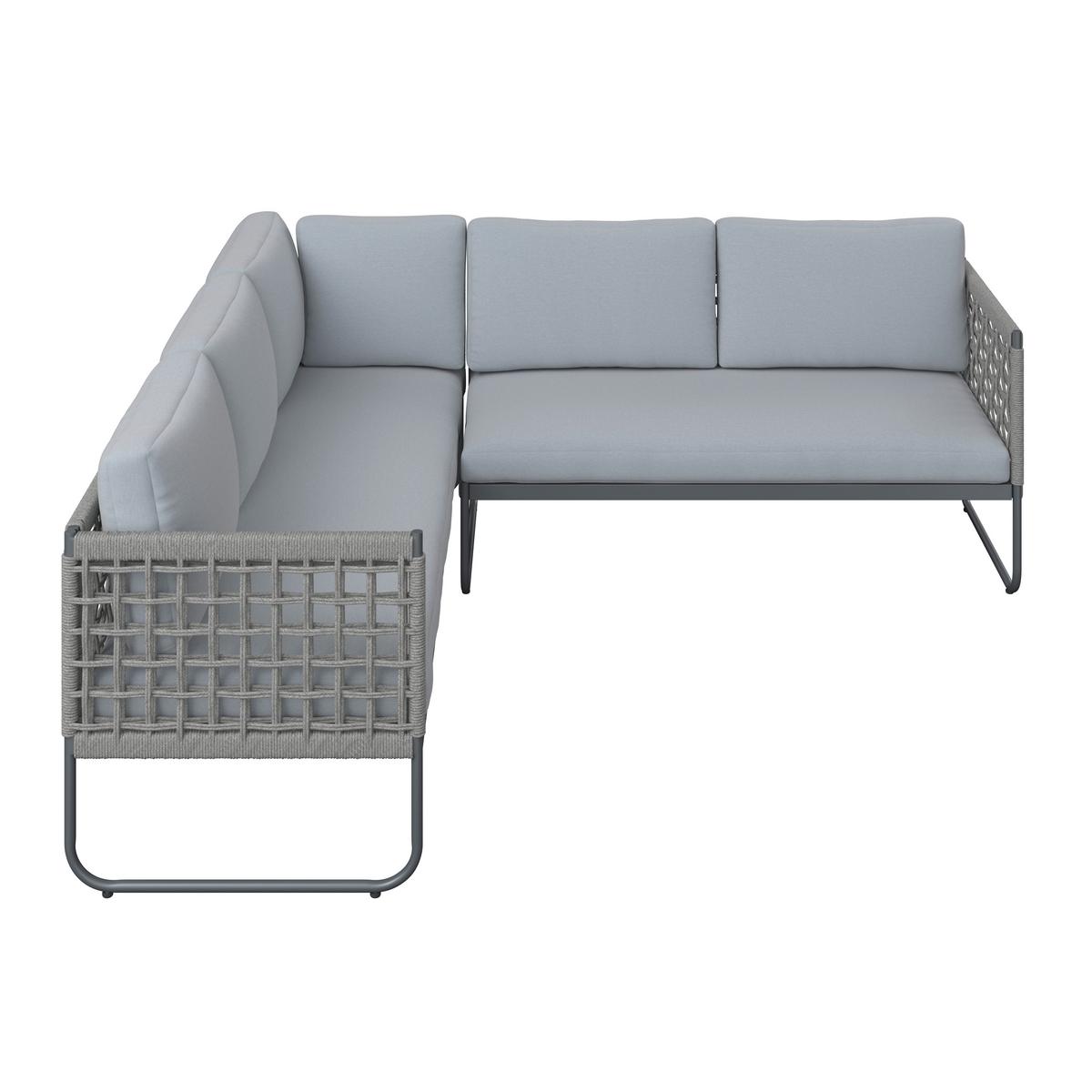 Loungegarnitur Perth - Anthrazit/Grau, MODERN, Glas/Textil (196/218,5cm) - Beldano