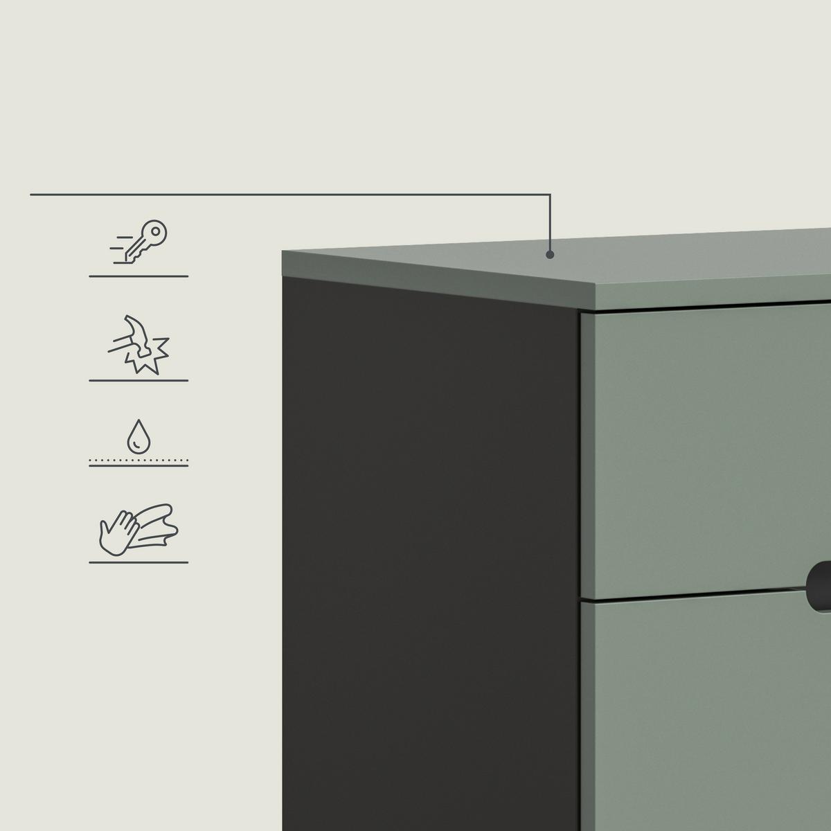 Garderobenbank Canu Grau/Grün B: 80 cm - Schwarz/Graugrün, Design, Holzwerkstoff (80/45/37cm) - Livetastic