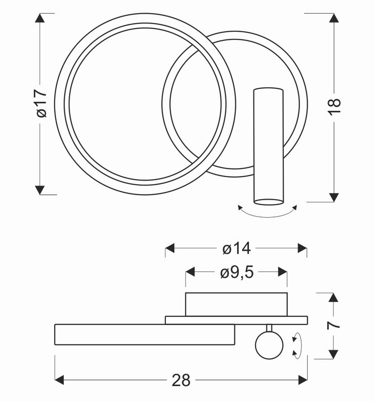 LED-WANDLEUCHTE 22-35660 MONET - Schwarz/Weiß, Design, Kunststoff/Metall (28/7/18cm)