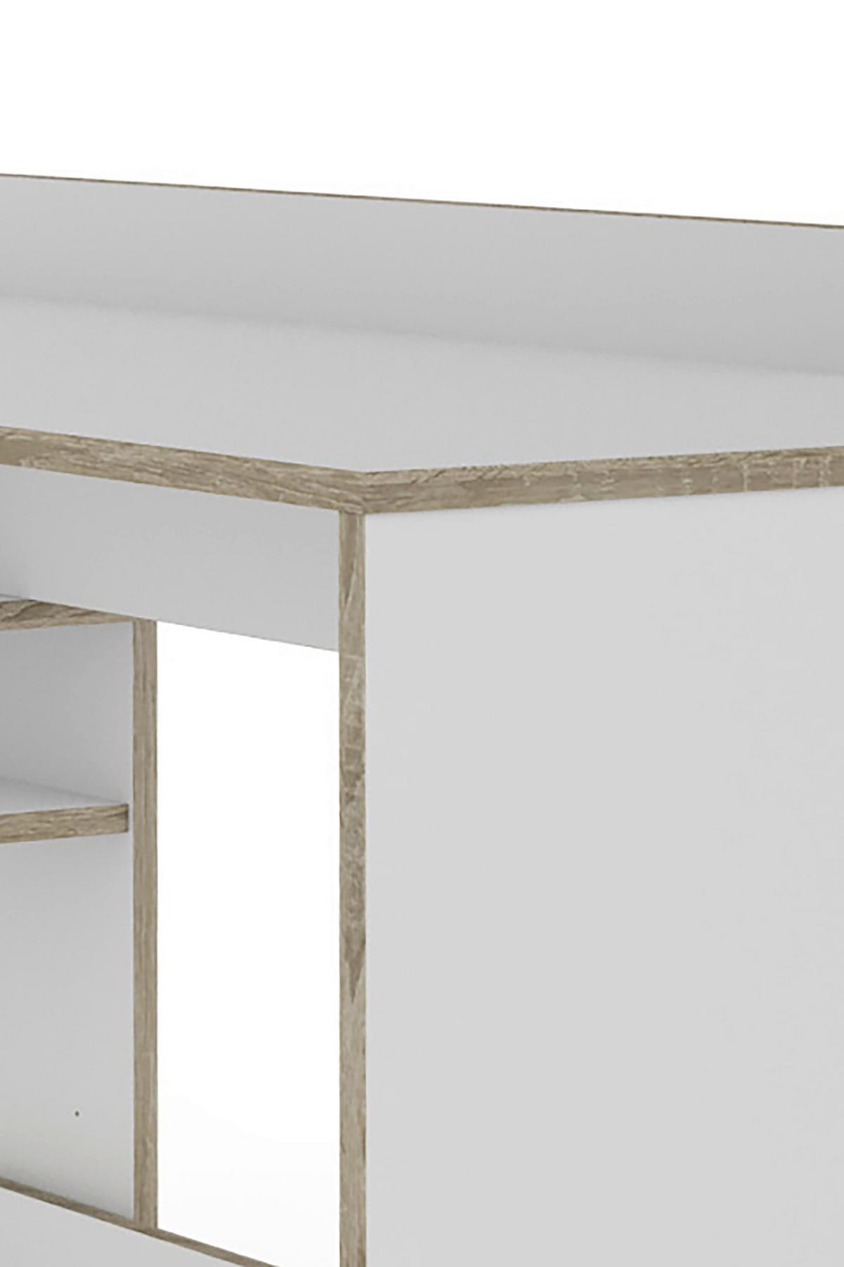Eckschreibtisch Belfast - Weiß/Sonoma Eiche, MODERN, Holzwerkstoff (129/105/84cm) - MID.YOU