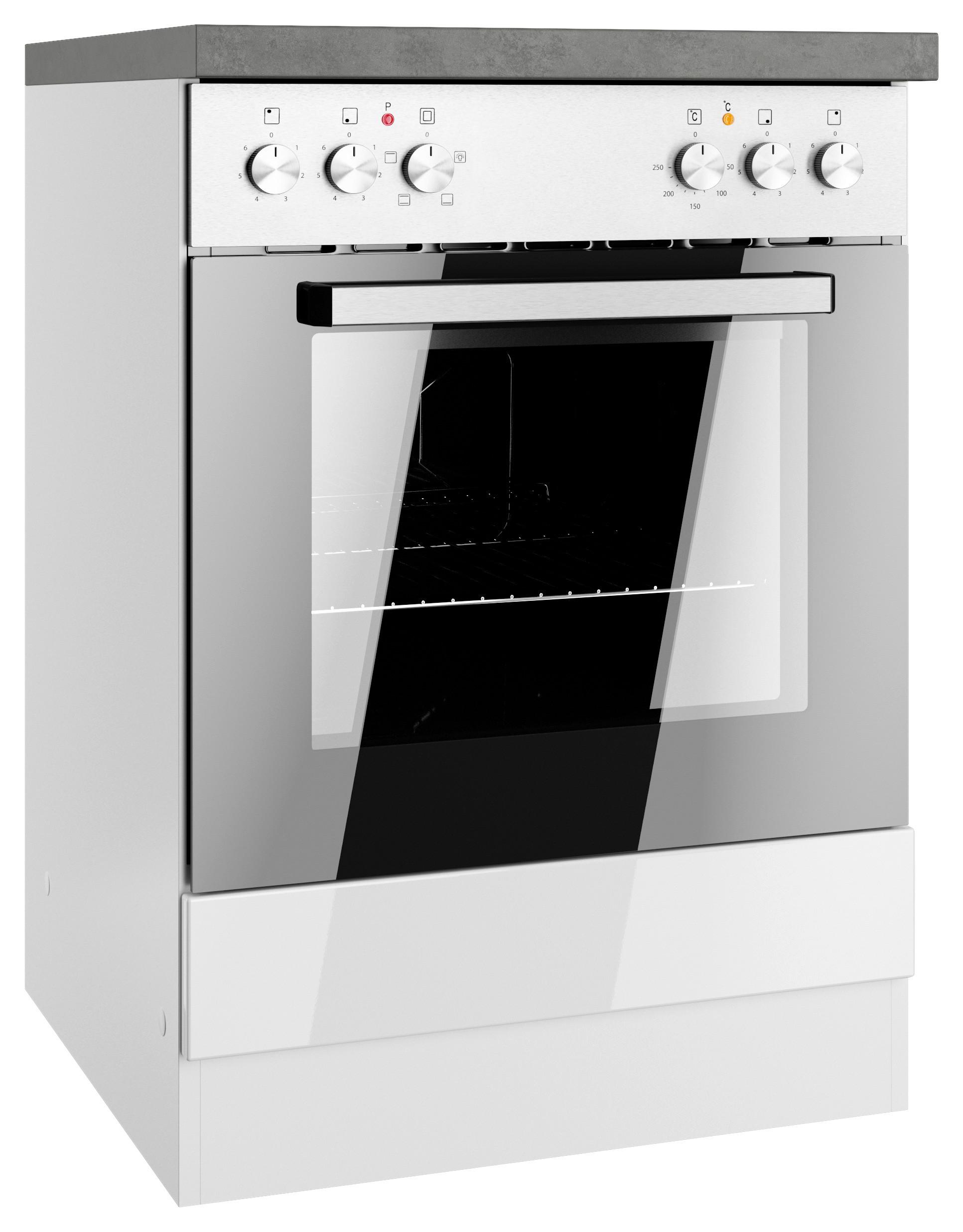 Herdumbauschrank Monza B: 60 Cm Weiß/grau - Weiß Hochglanz/Weiß, LIFESTYLE, Holzwerkstoff (60/86/60cm) - Held