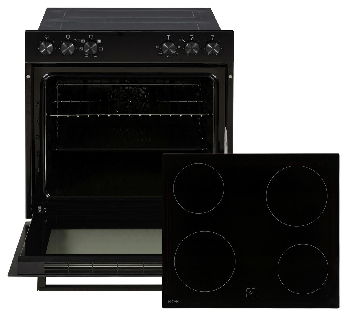 Herdset Hsu73s - Schwarz, Basics, Glas/Metall (60/60,5/31,5cm) - Mican