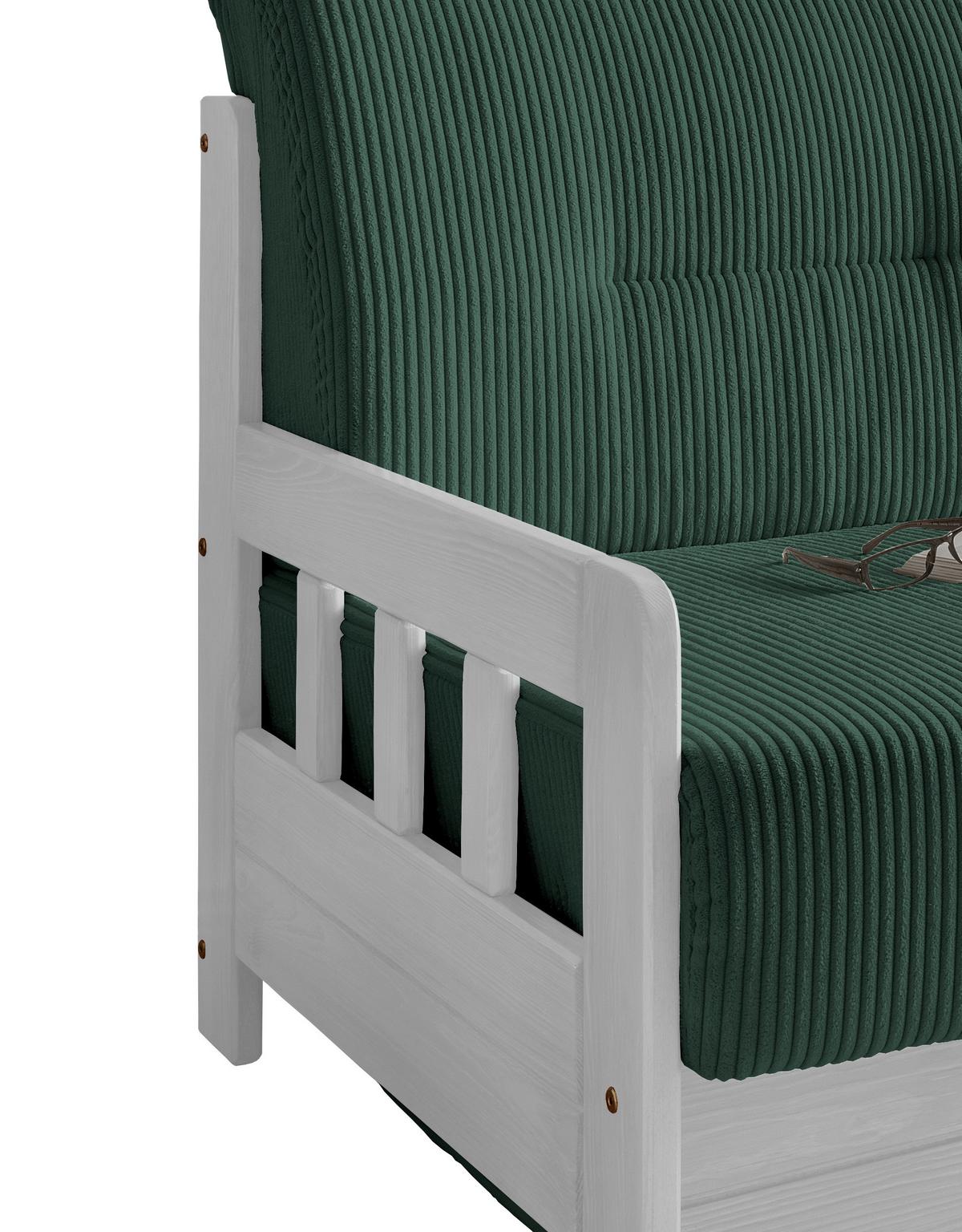 2-Sitzer-Sofa Mit Schlaffunktion Camino B:154 cm - Weiß/Grün, MODERN, Holz/Textil (154/88/90cm) - Livetastic