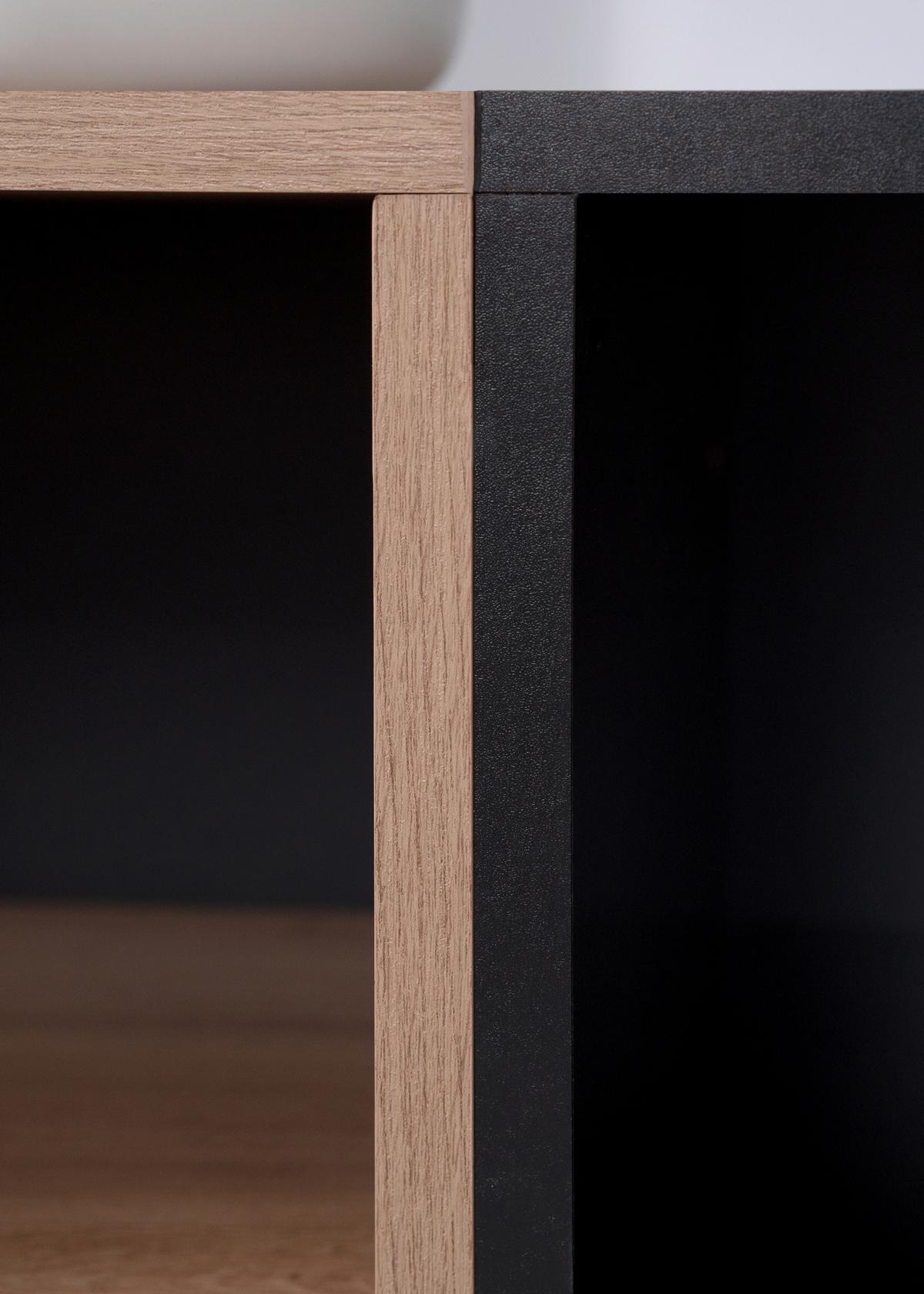 TV-Element Nola B: 195 cm Eiche Dekor/Schwarz - Eichefarben/Schwarz, KONVENTIONELL, Holzwerkstoff (195/48/37cm) - MID.YOU