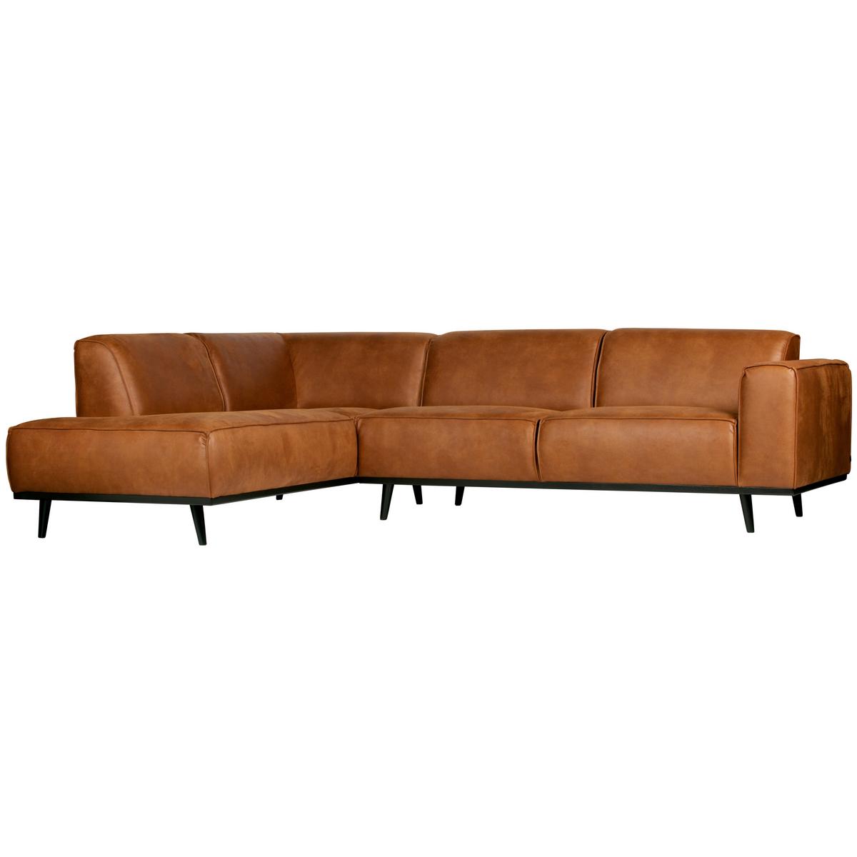 ECKSOFA Statement Cognac S: 210x274cm - Cognac/Schwarz, Design, Leder/Textil (210/274cm) - Livetastic