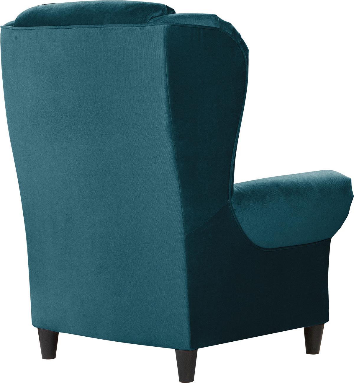 Ohrensessel Baron Petrol B: 94 Cm - Petrol/Schwarz, Design, Textil (94/112/92cm) - MID.YOU