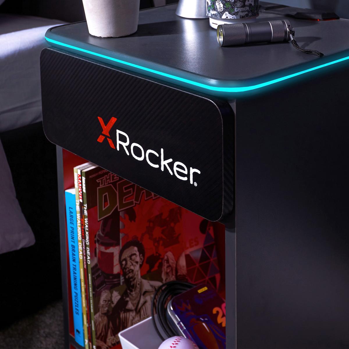 Nachtkästchen Mit Led Und Usb Rot/schwarz H: 54cm Carbon-Tek - Rot/Schwarz, MODERN, Holzwerkstoff/Kunststoff (36/54/33cm) - X Rocker